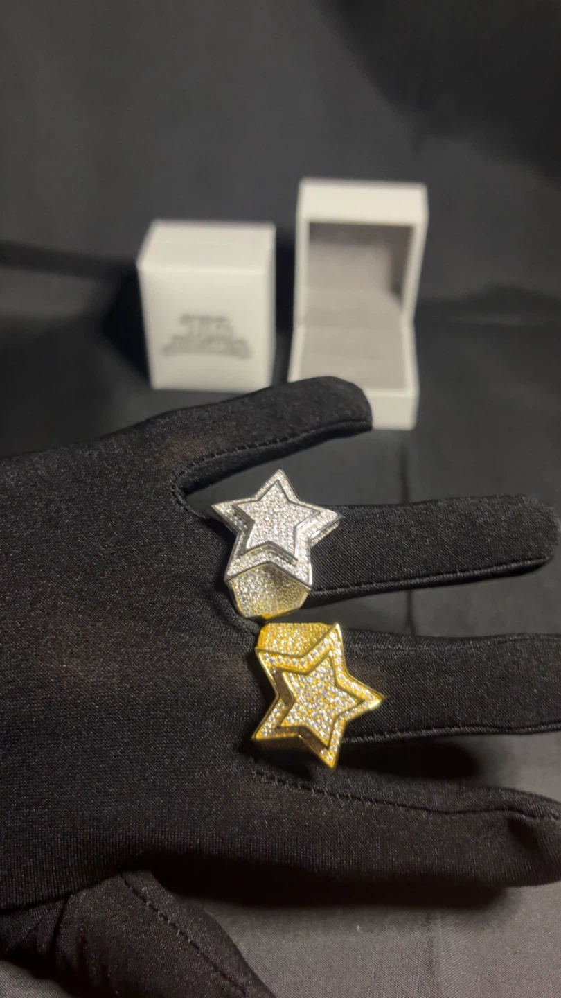 ⭐ Iced Star Ring 💎 Passes Diamond Tester ✅ 925 Silver Base