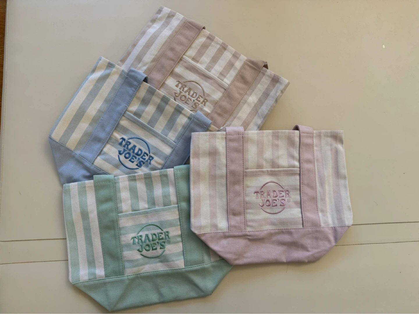 Trader Joe's Striped Canvas Tote Bags (Brand New / With Tags)