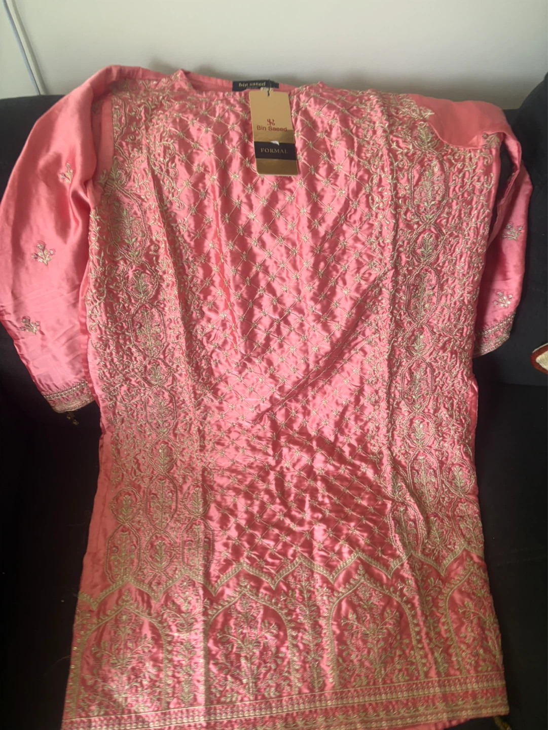 Bin Saeed Pink Embroidered Formal Kurti