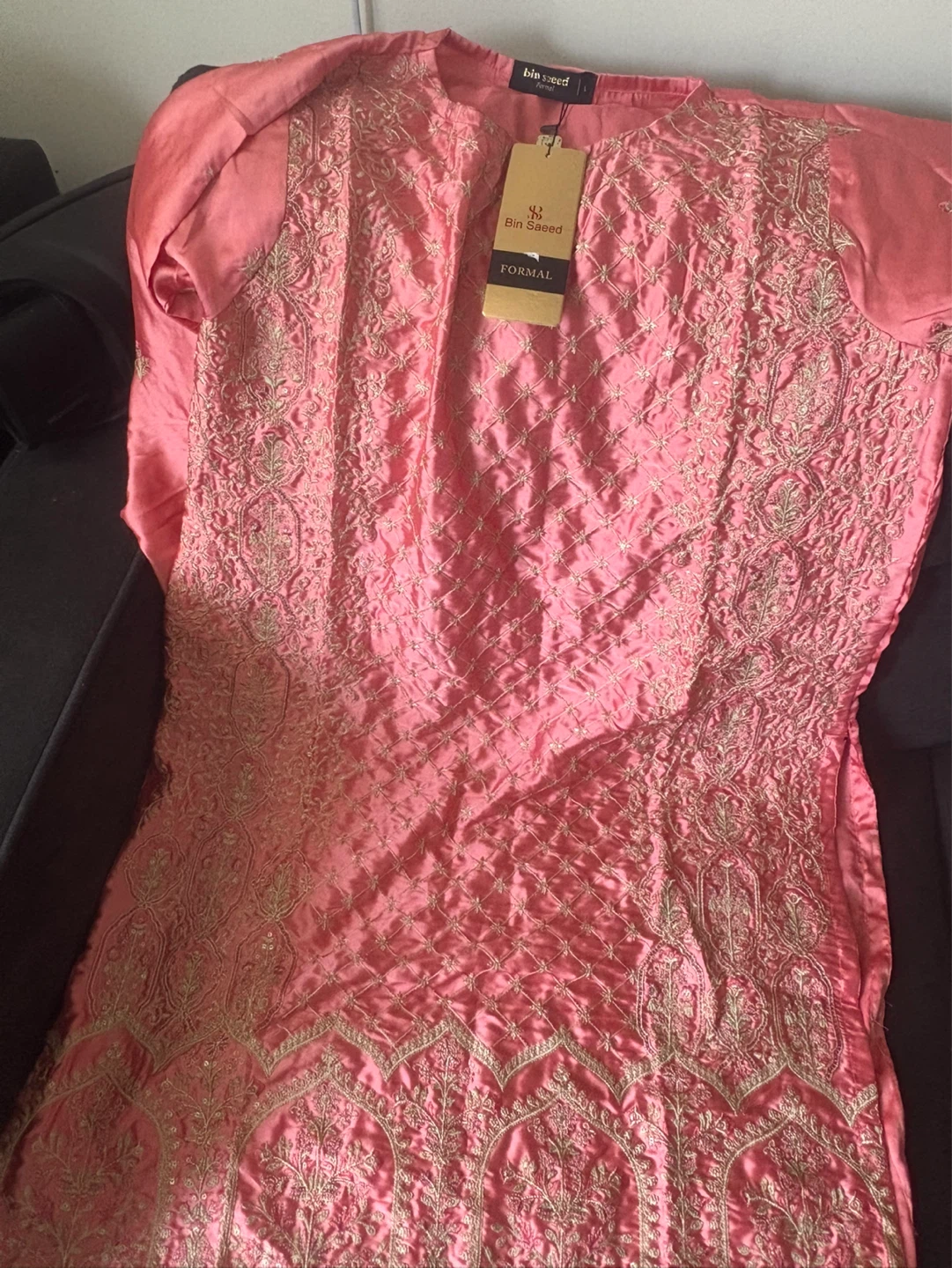 Bin Saeed Pink Embroidered Formal Kurti - photo 2