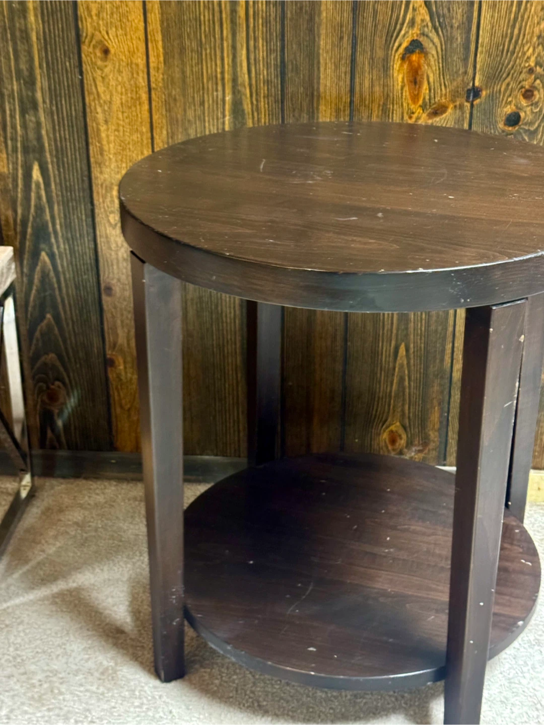 Dark Brown Round End Table