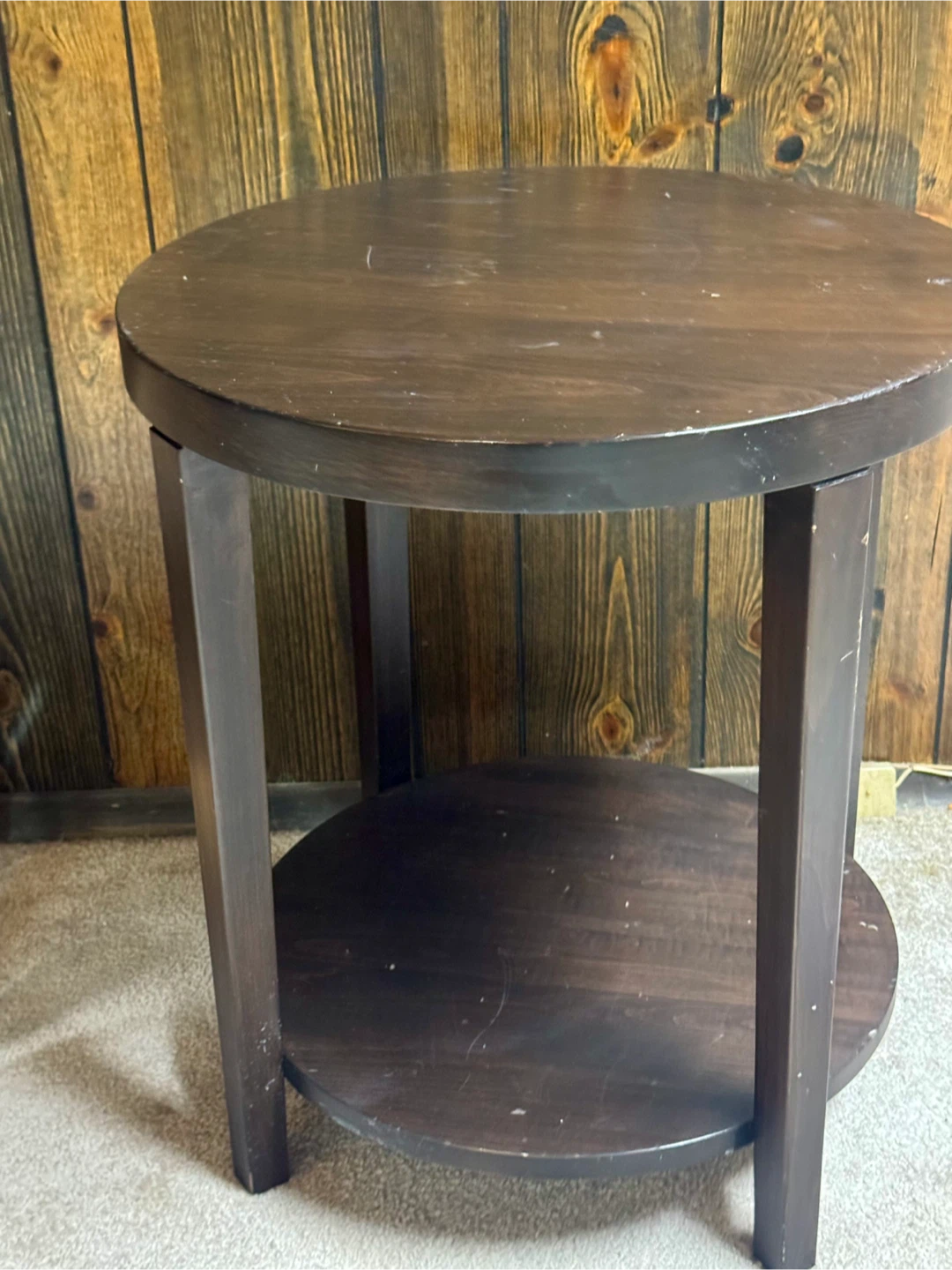 Dark Brown Round End Table - photo 2