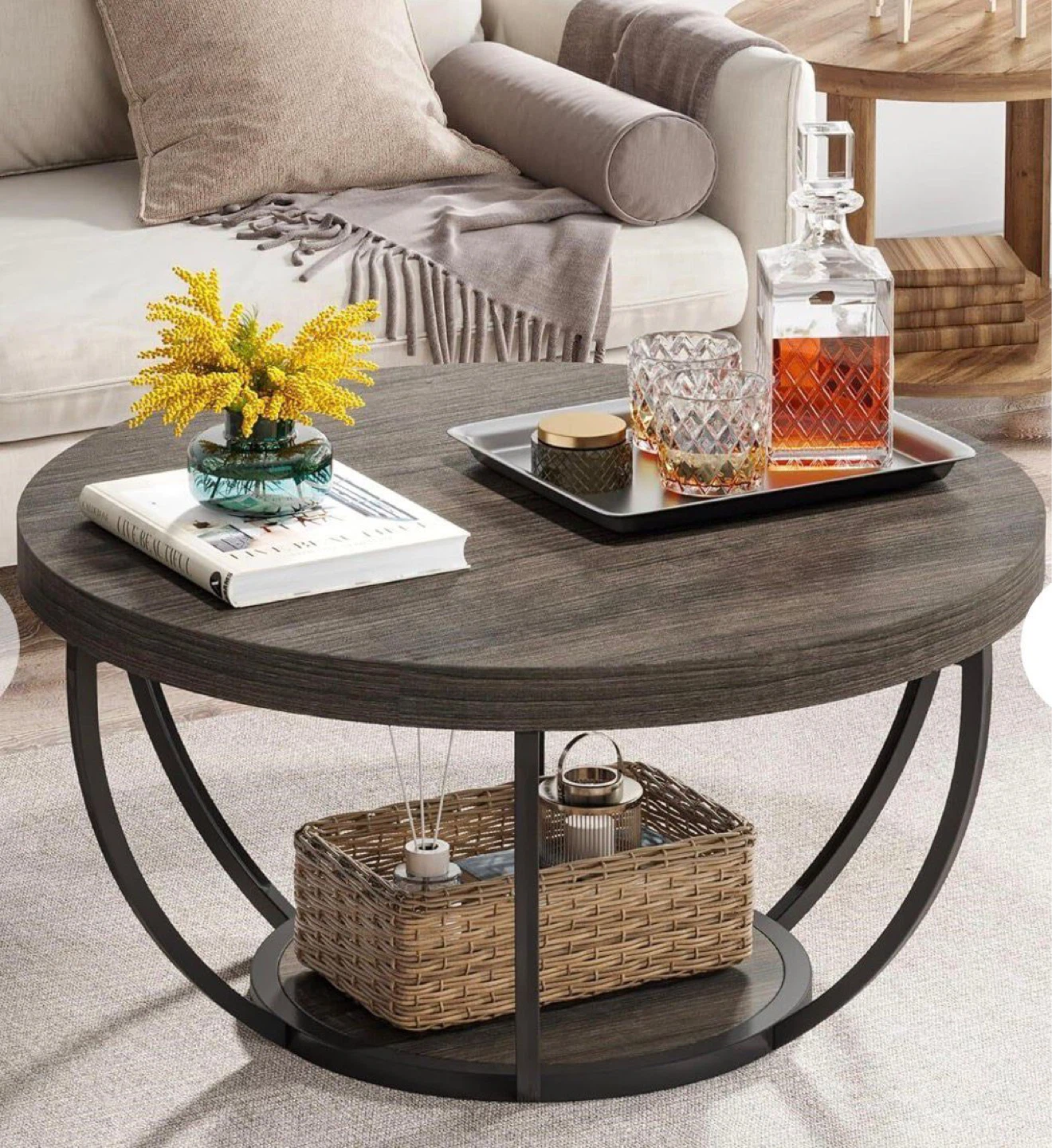 Round Coffee Table - 31.7" Grey - photo 3