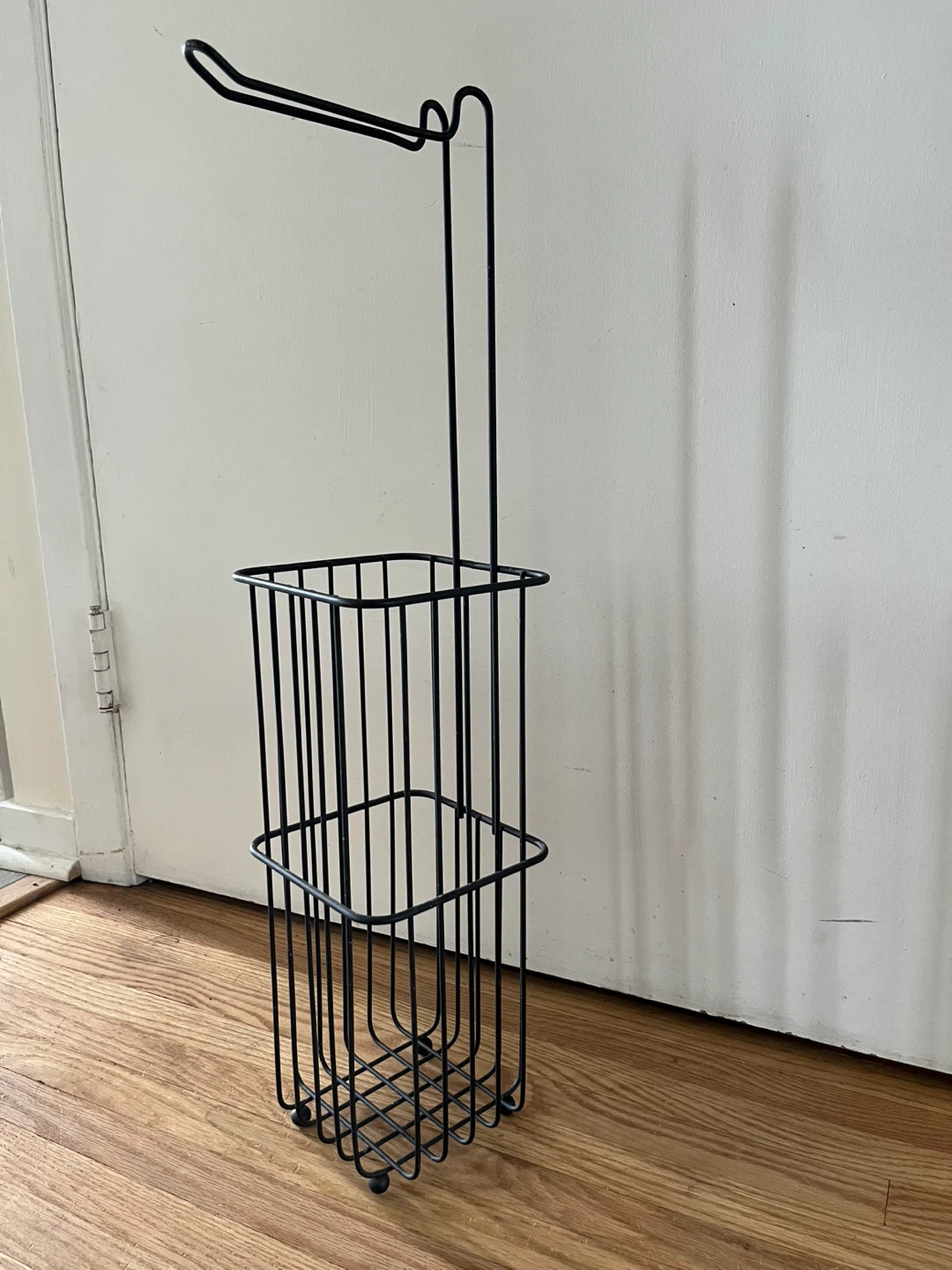 Black Metal Toilet Paper Holder with Storage