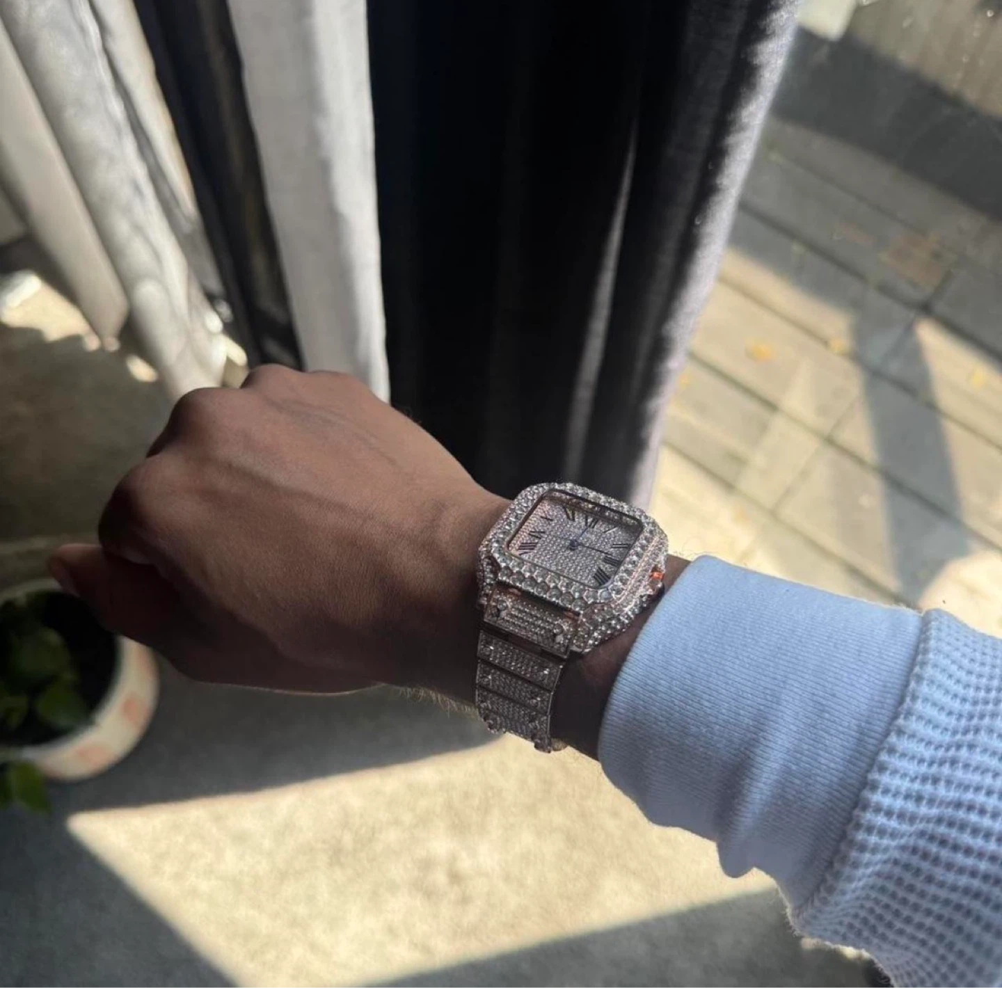 Iced Out Rose Gold Square Watch