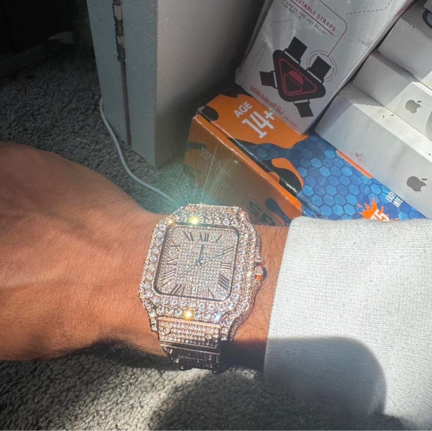 Iced Out Rose Gold Square Watch - photo 2
