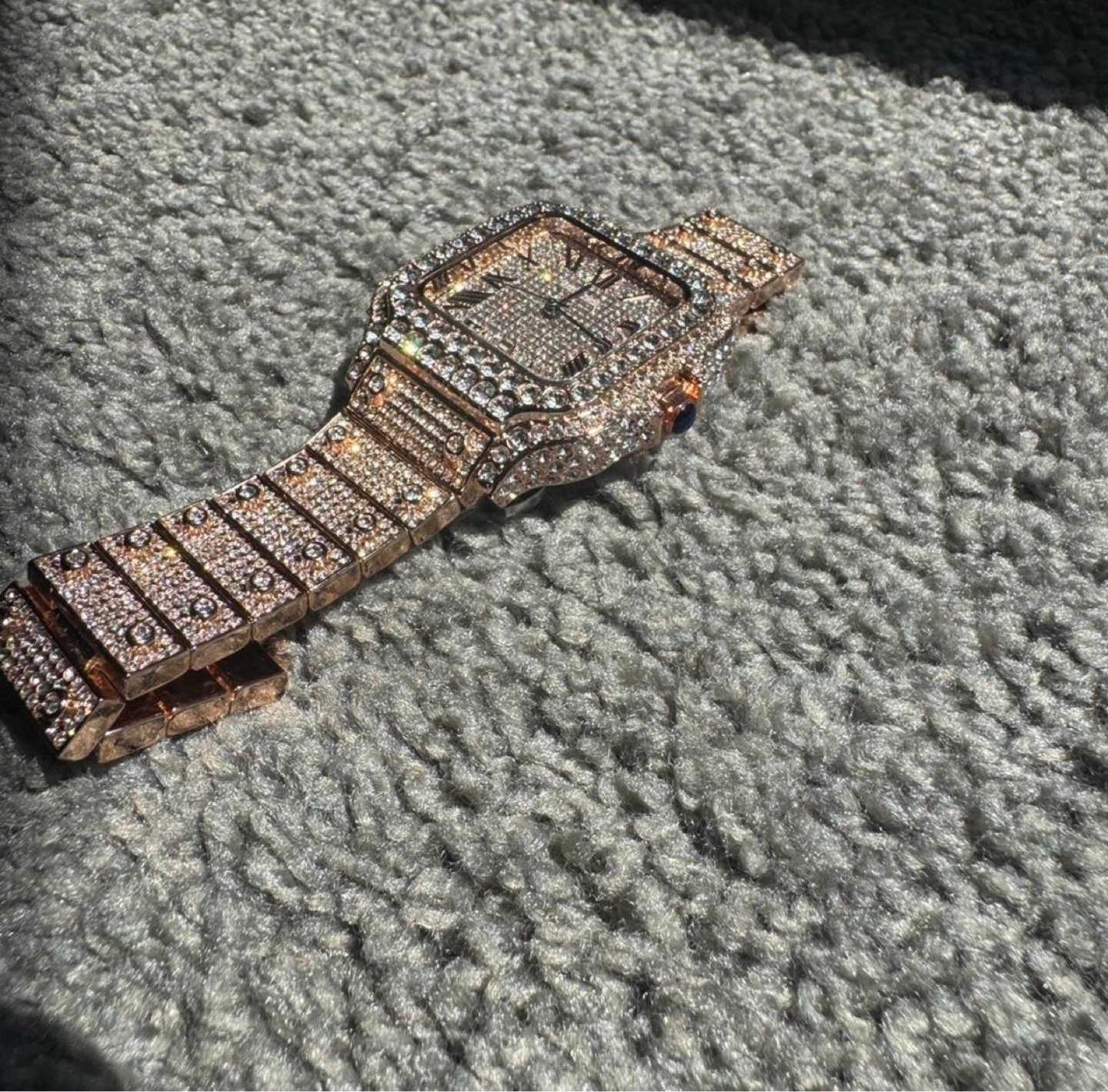 Iced Out Rose Gold Square Watch - photo 3