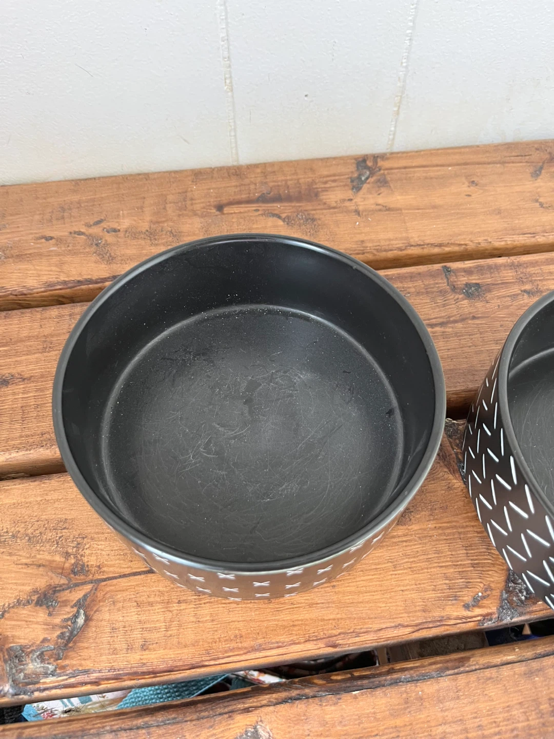 Pair of Black Pet Bowls with White Patterns - photo 3