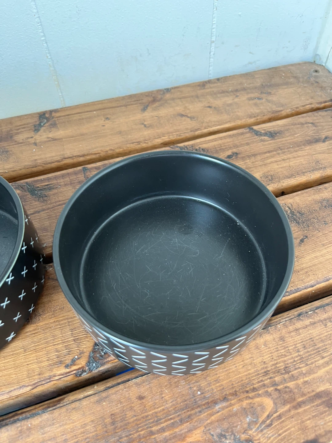 Pair of Black Pet Bowls with White Patterns - photo 5