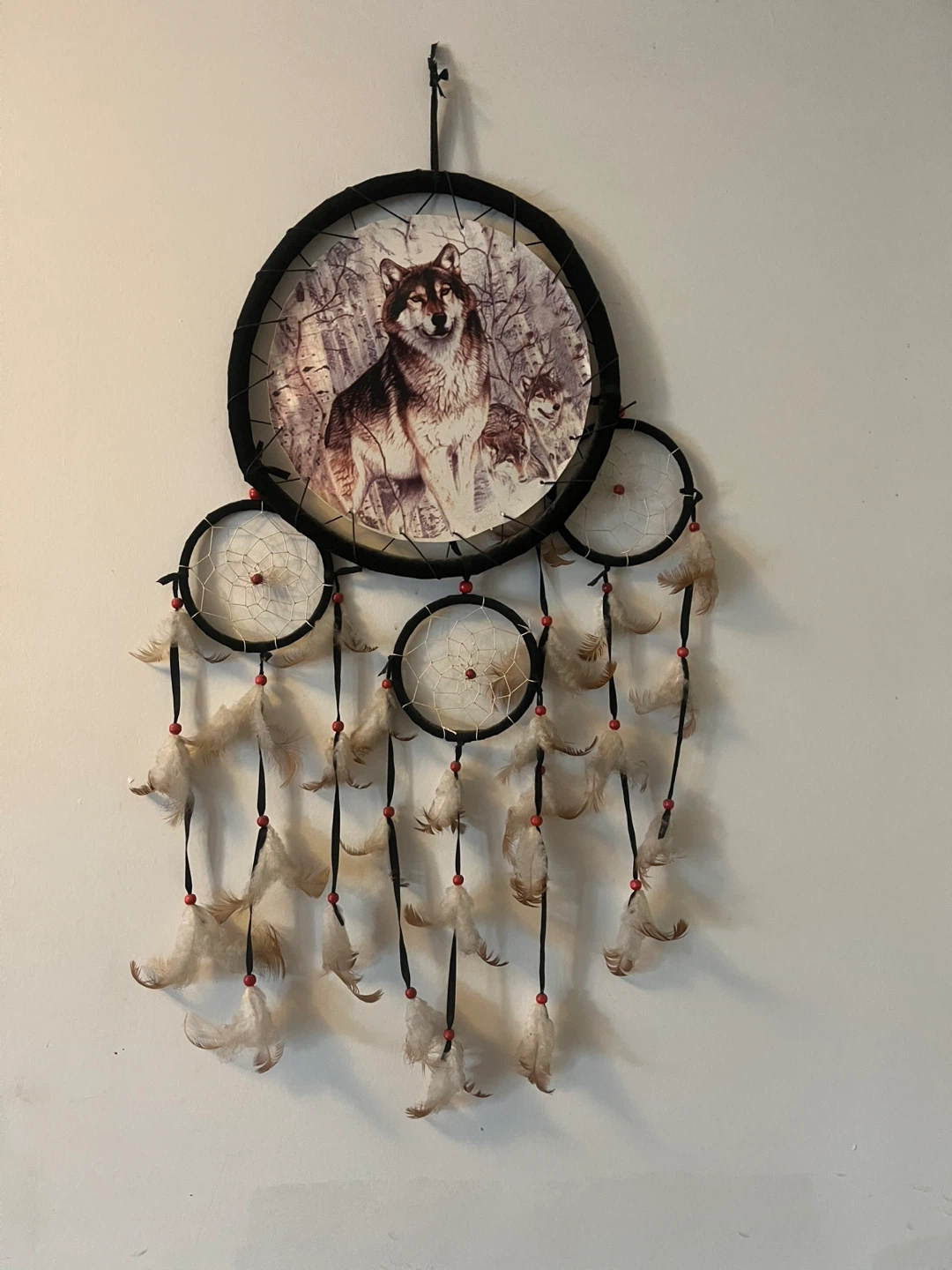 Wolf Dream Catcher Wall Hanging