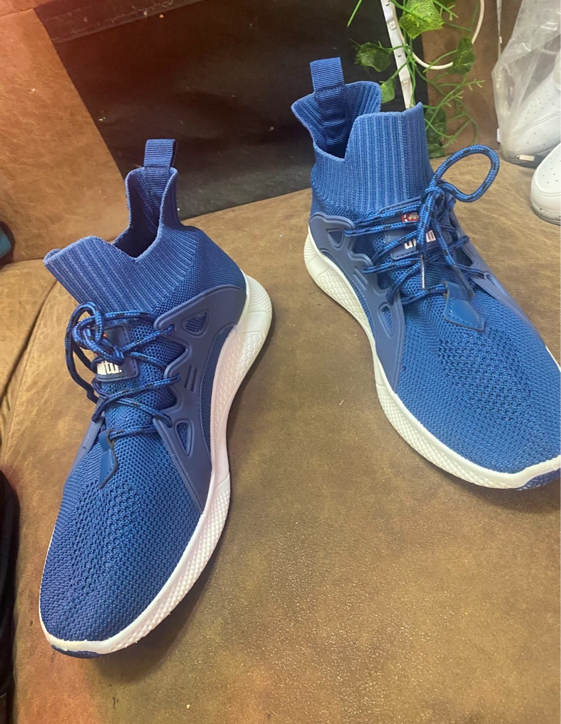 Blue Knit Athletic Shoes