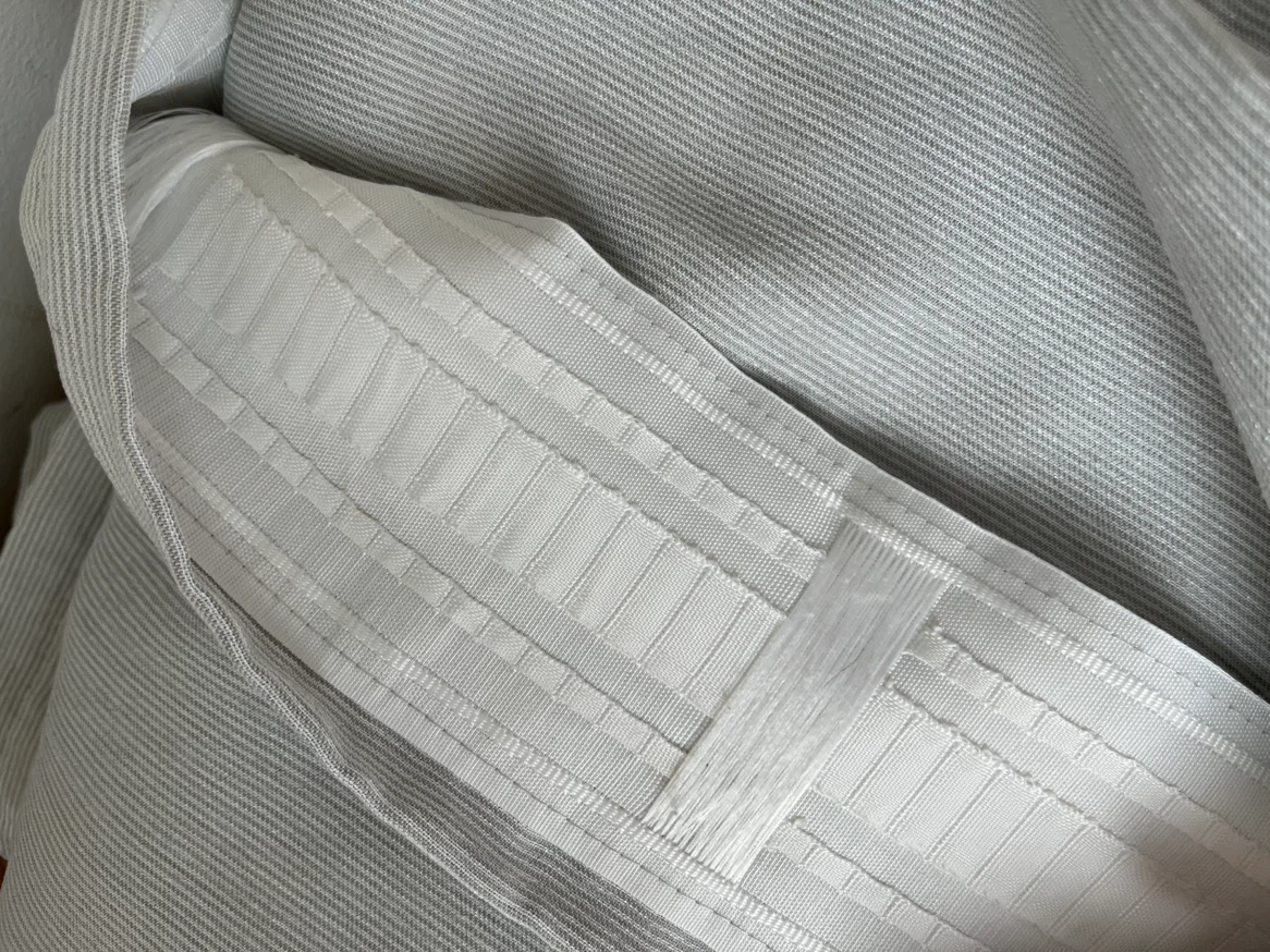 White & Grey Pinstriped Floor Length Blackout Curtains - photo 3