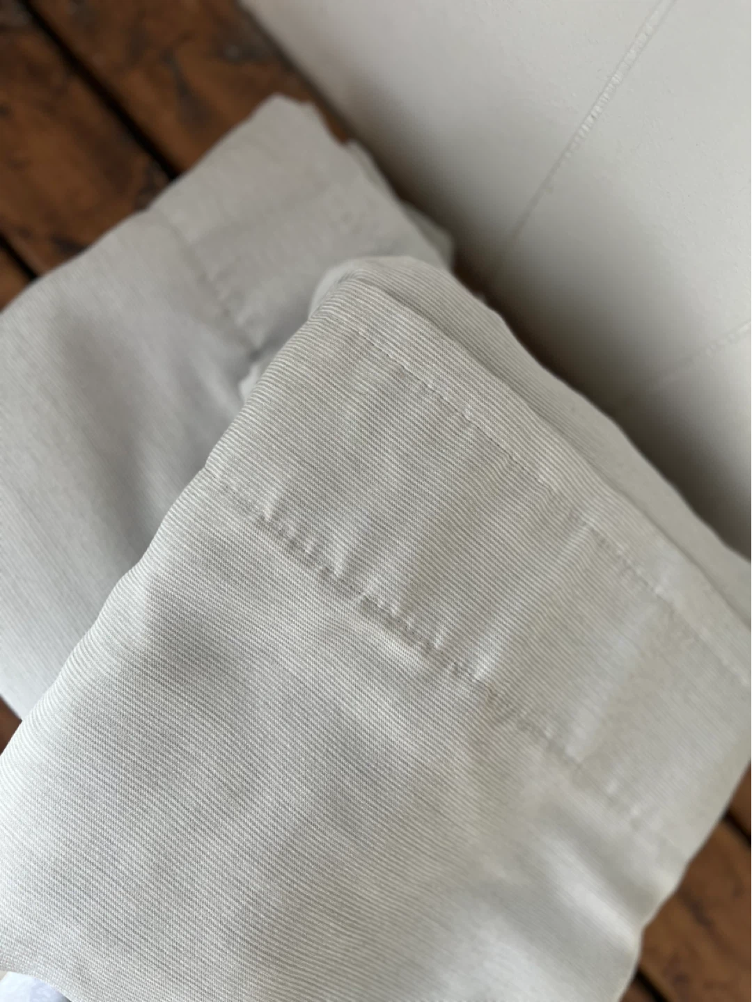 White & Grey Pinstriped Floor Length Blackout Curtains