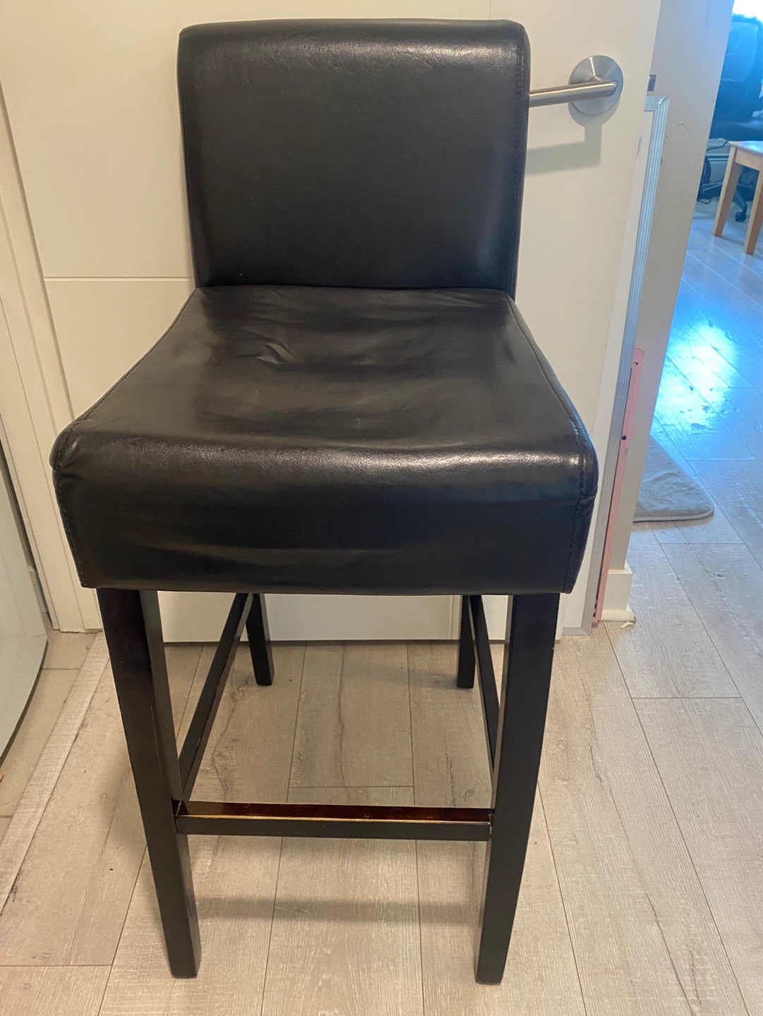 Black Leather Bar Stool - photo 4