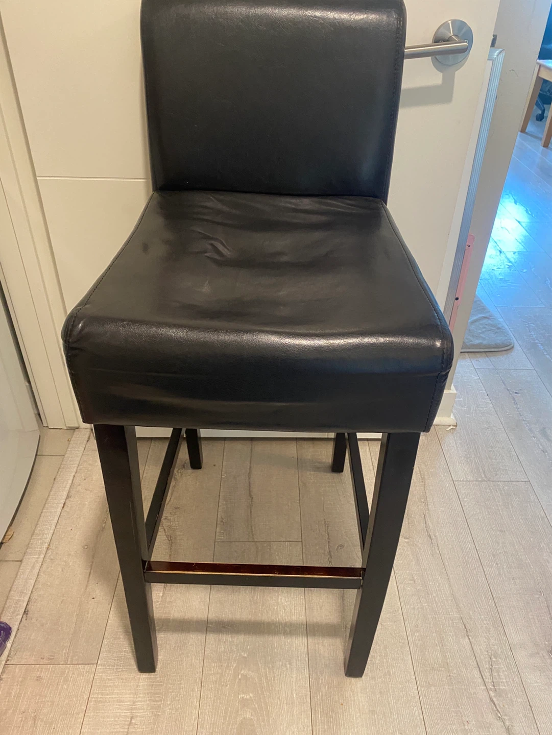 Black Leather Bar Stool - photo 3