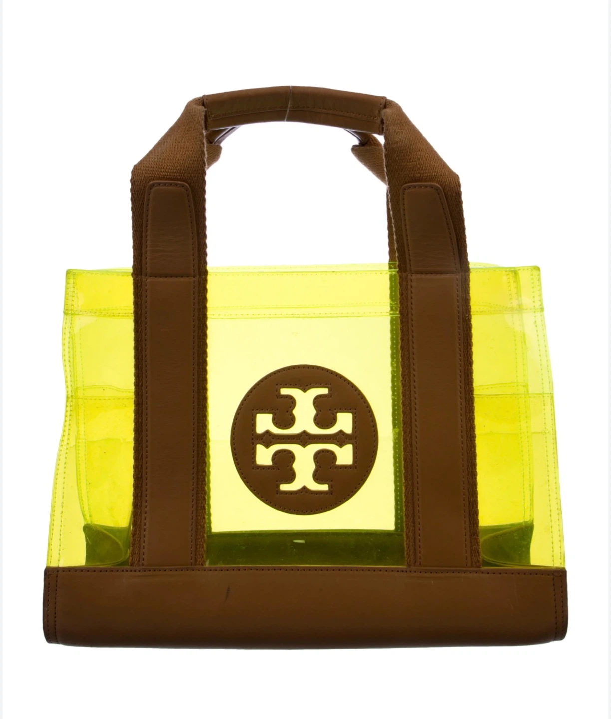 Tory Burch Yellow Transparent Brown Leather Tote Bag - photo 4