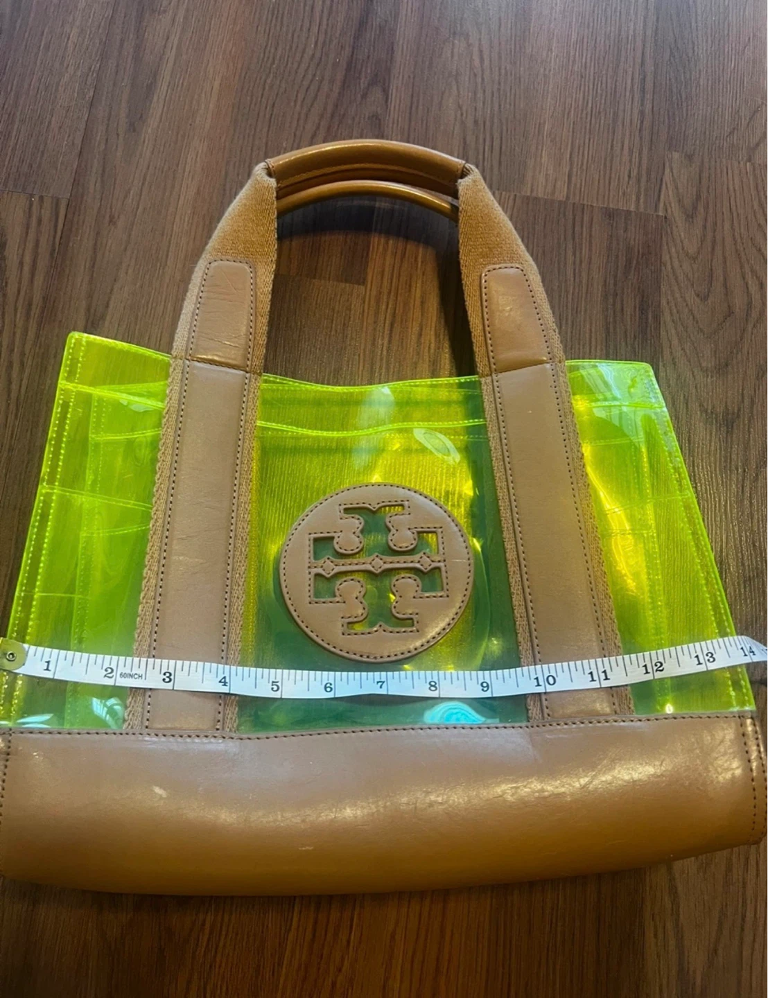 Tory Burch Yellow Transparent Brown Leather Tote Bag - photo 3