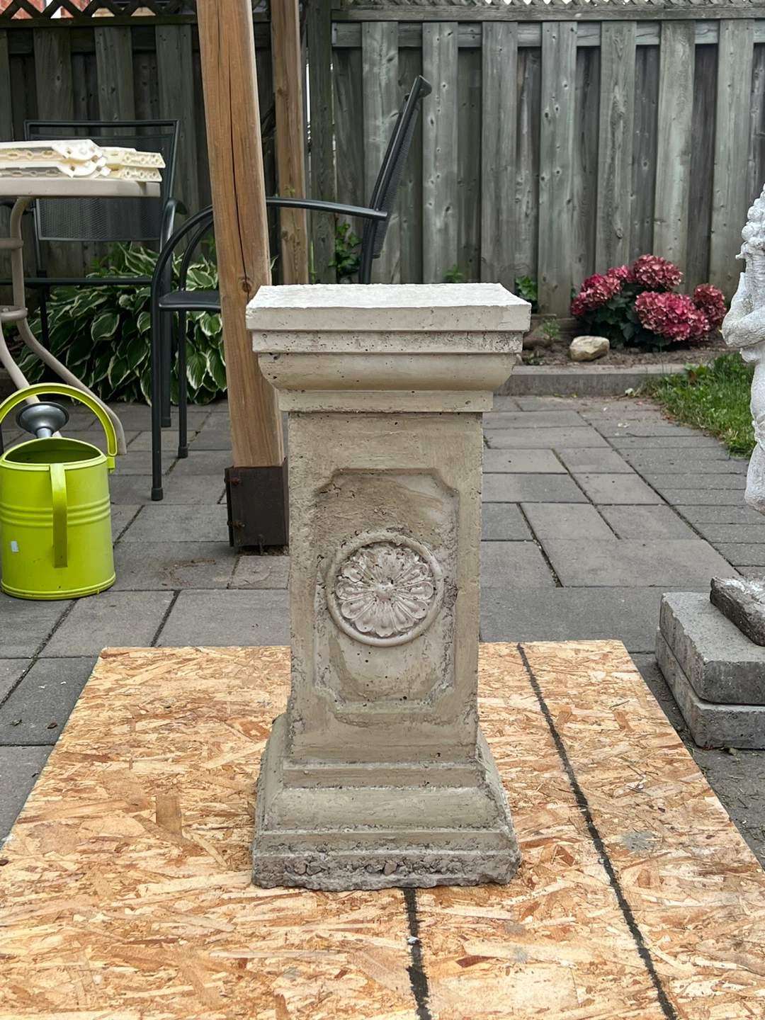 Concrete Pedestal Stand with Floral Medallion - photo 5