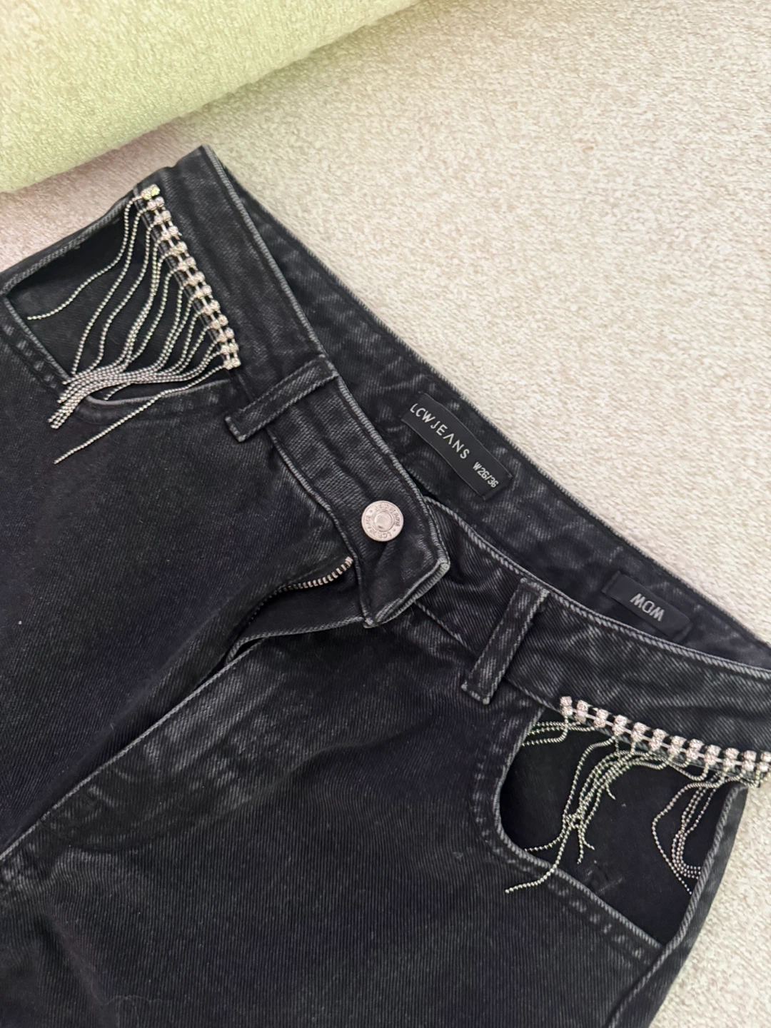 LCW JEANS Black  with Rhinestone Fringe Size 36/30 - photo 3