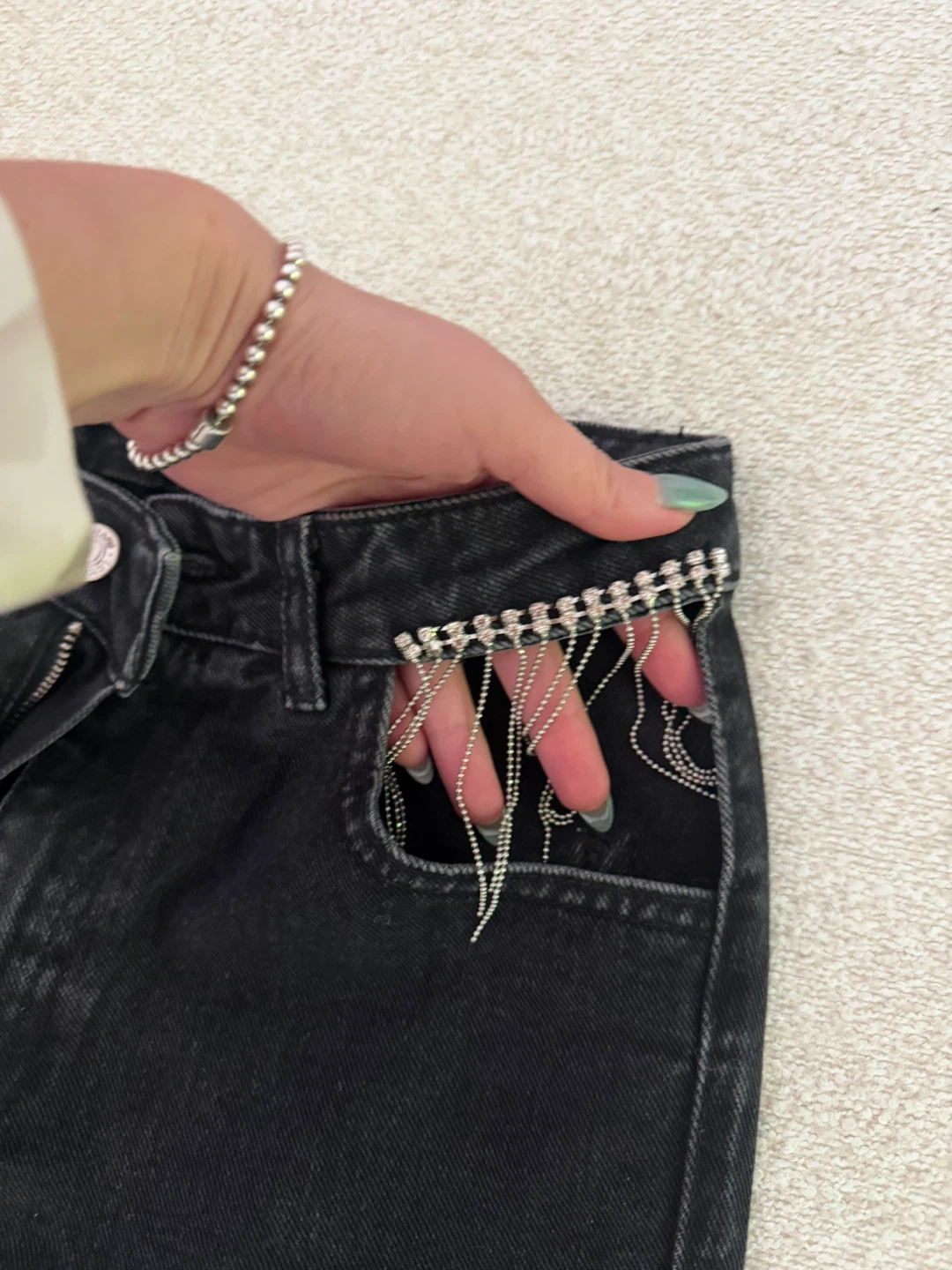 LCW JEANS Black  with Rhinestone Fringe Size 36/30