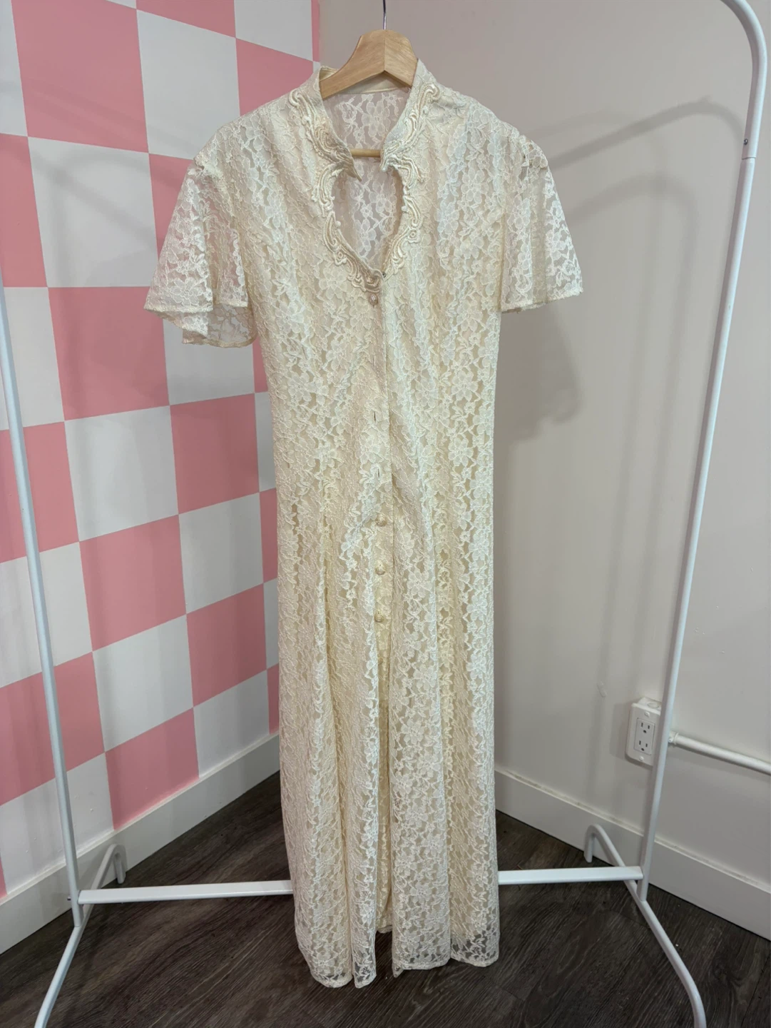 ALGO Vintage Cream Lace Midi Dress Made in Canada