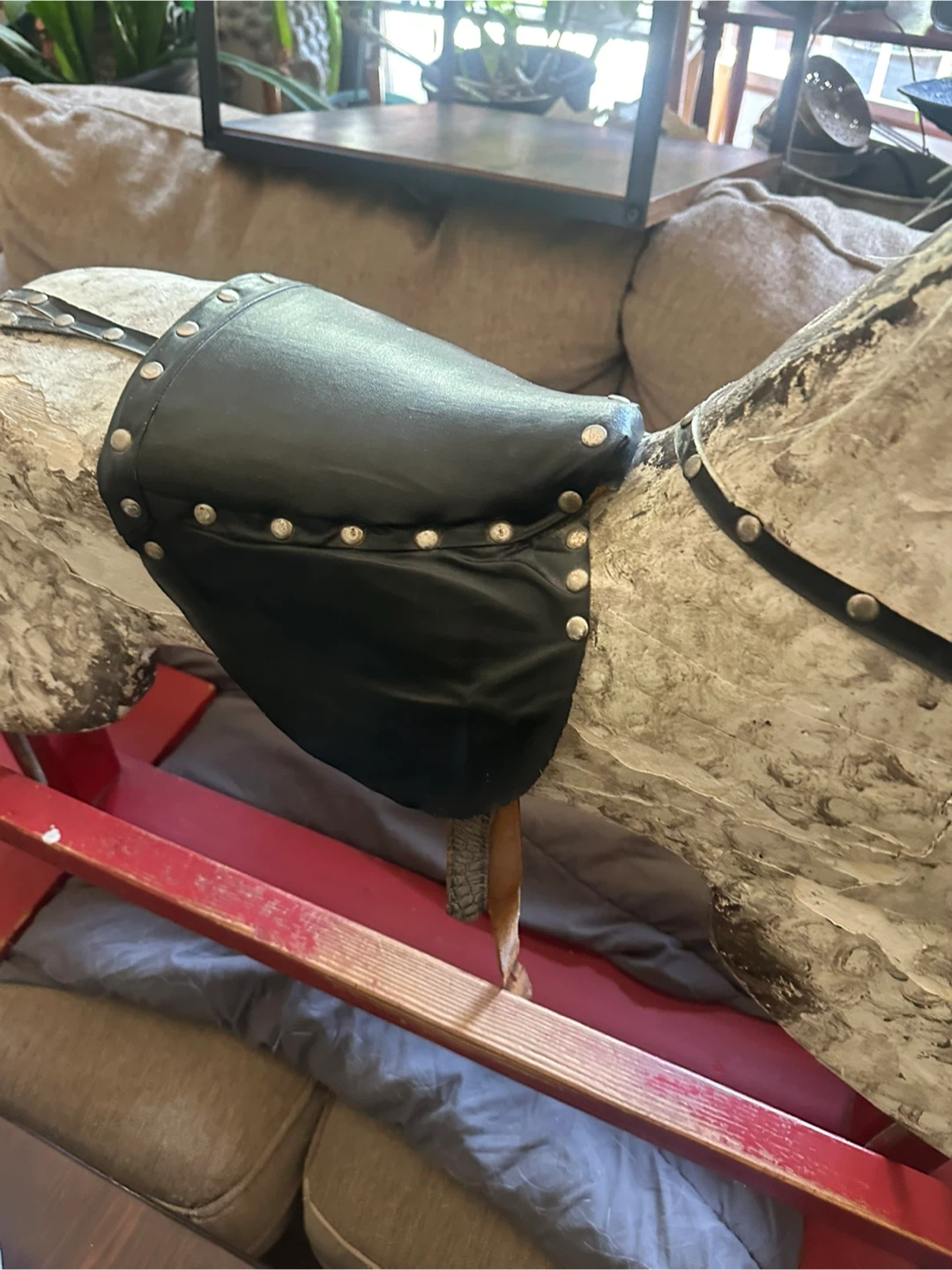Antique Glider Rocking Horse Real Hair and Wood - photo 3