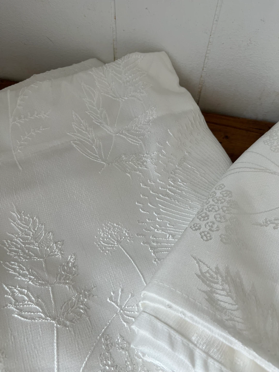 2 White Curtain Shams w Botanical Embossing - photo 3