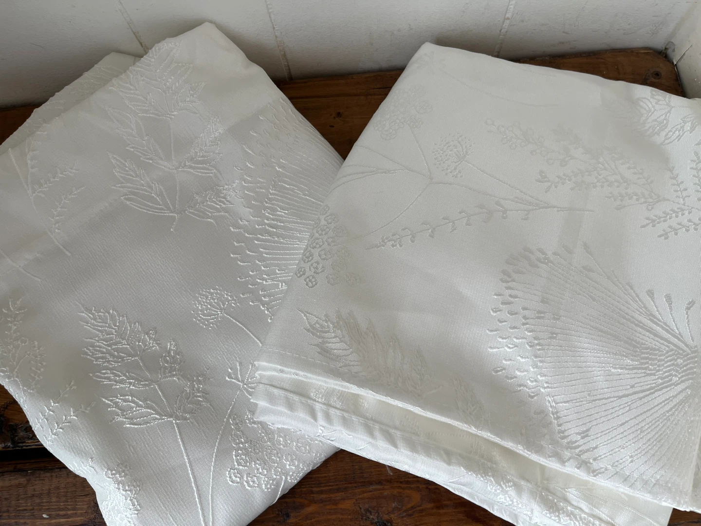 2 White Curtain Shams w Botanical Embossing - photo 5