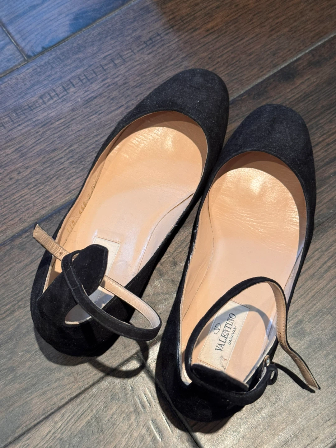 Valentino Garavani Black Suede Ankle Strap Flats - photo 2