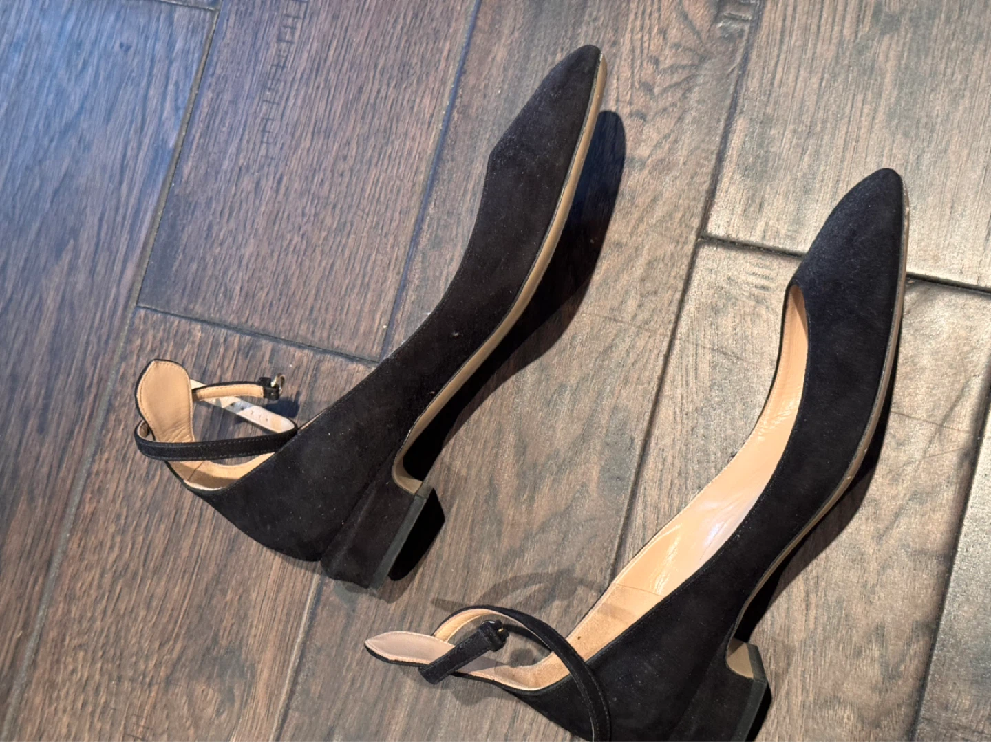 Valentino Garavani Black Suede Ankle Strap Flats - photo 3