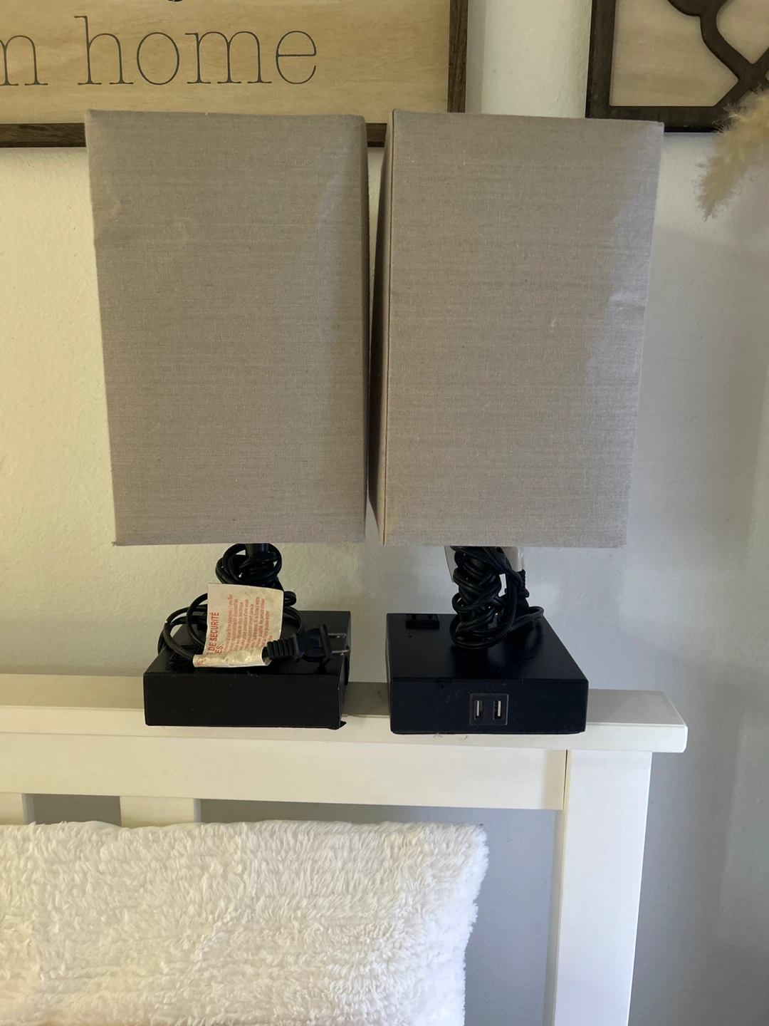 Pair of Bedside Lamps with USB Ports