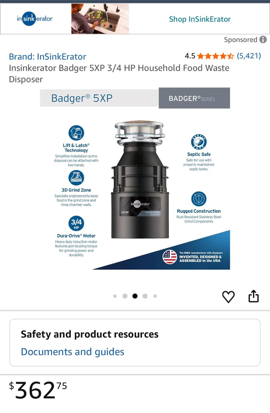 InSinkErator Badger 5XP Food Waste Disposer 3/4 HP - photo 2