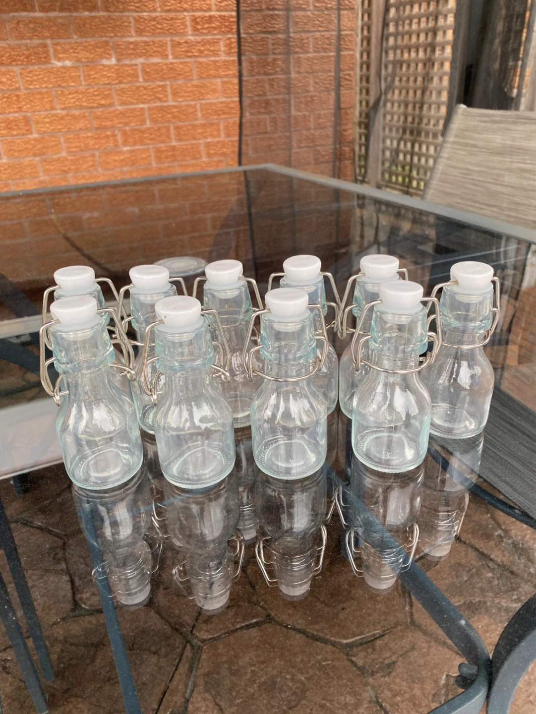 Set of 10 Glass Swing Top Bottles