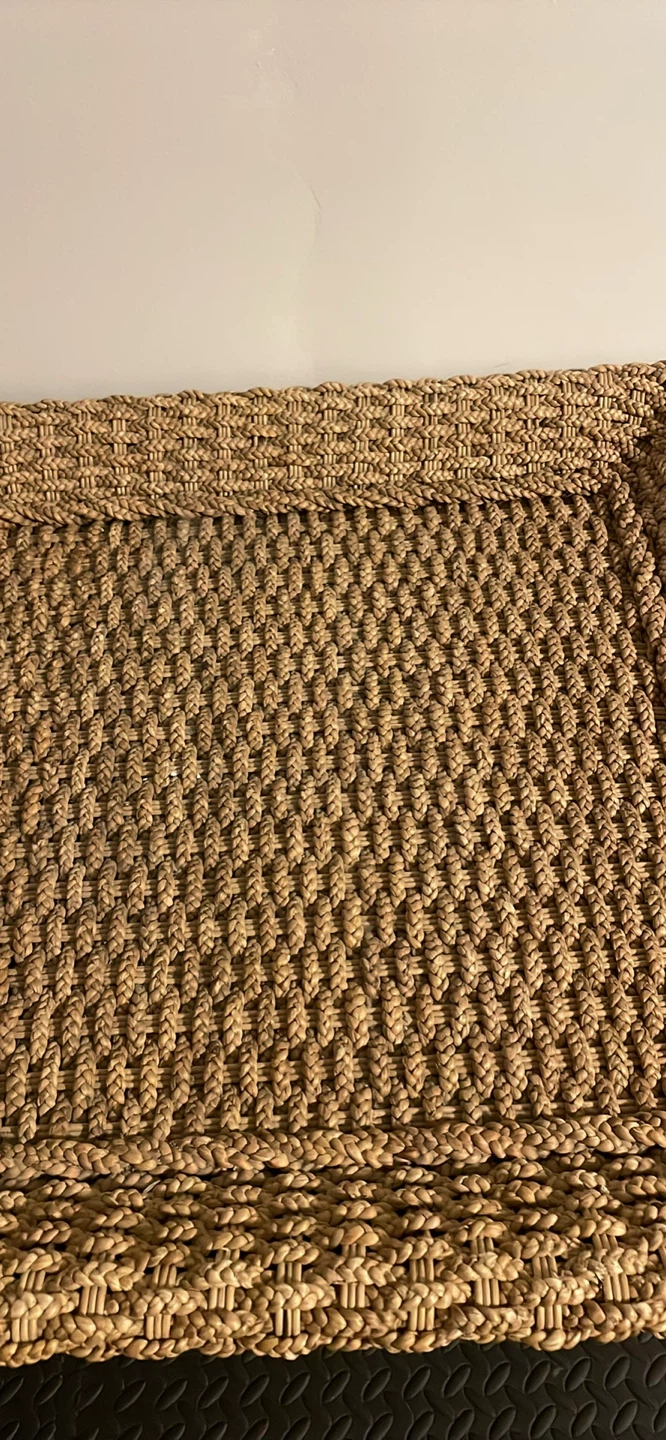 Boho Sea grass woven end table with Dark Wood Legs - photo 2
