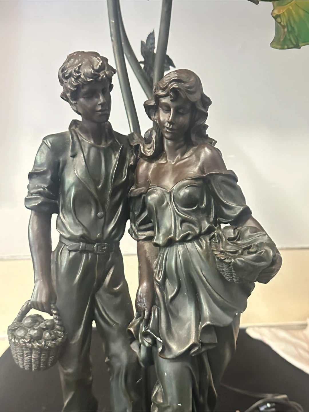 Vintage Art Nouveau Style 3-Light Lily Figural Table Lamp - photo 3