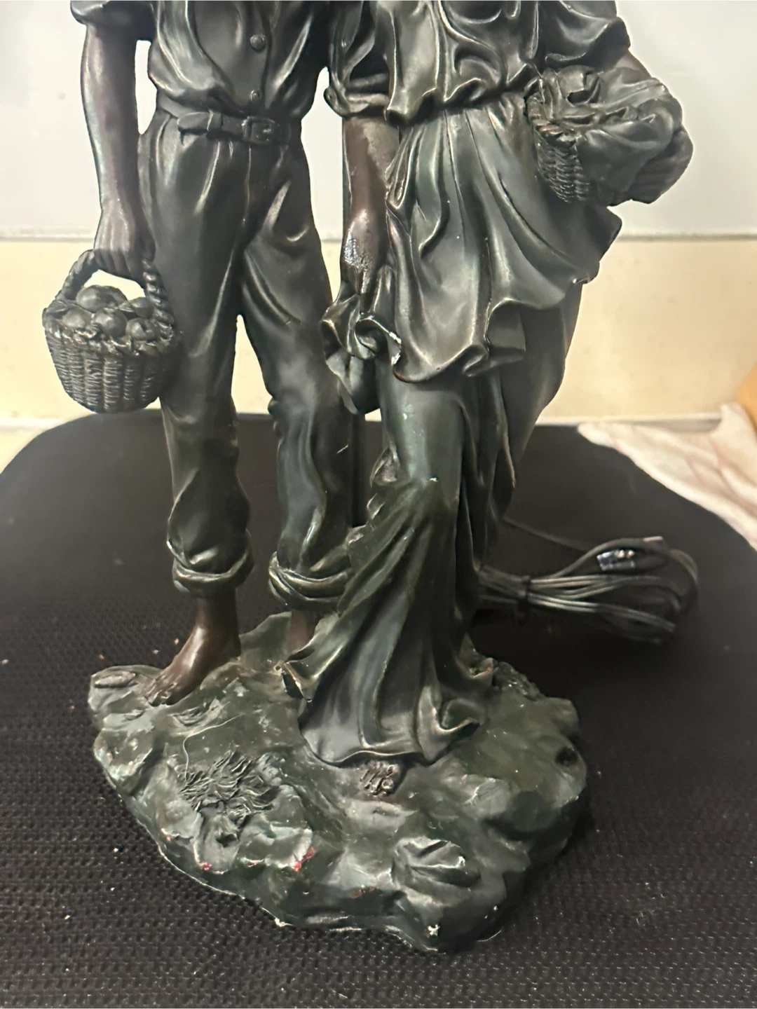 Vintage Art Nouveau Style 3-Light Lily Figural Table Lamp - photo 4