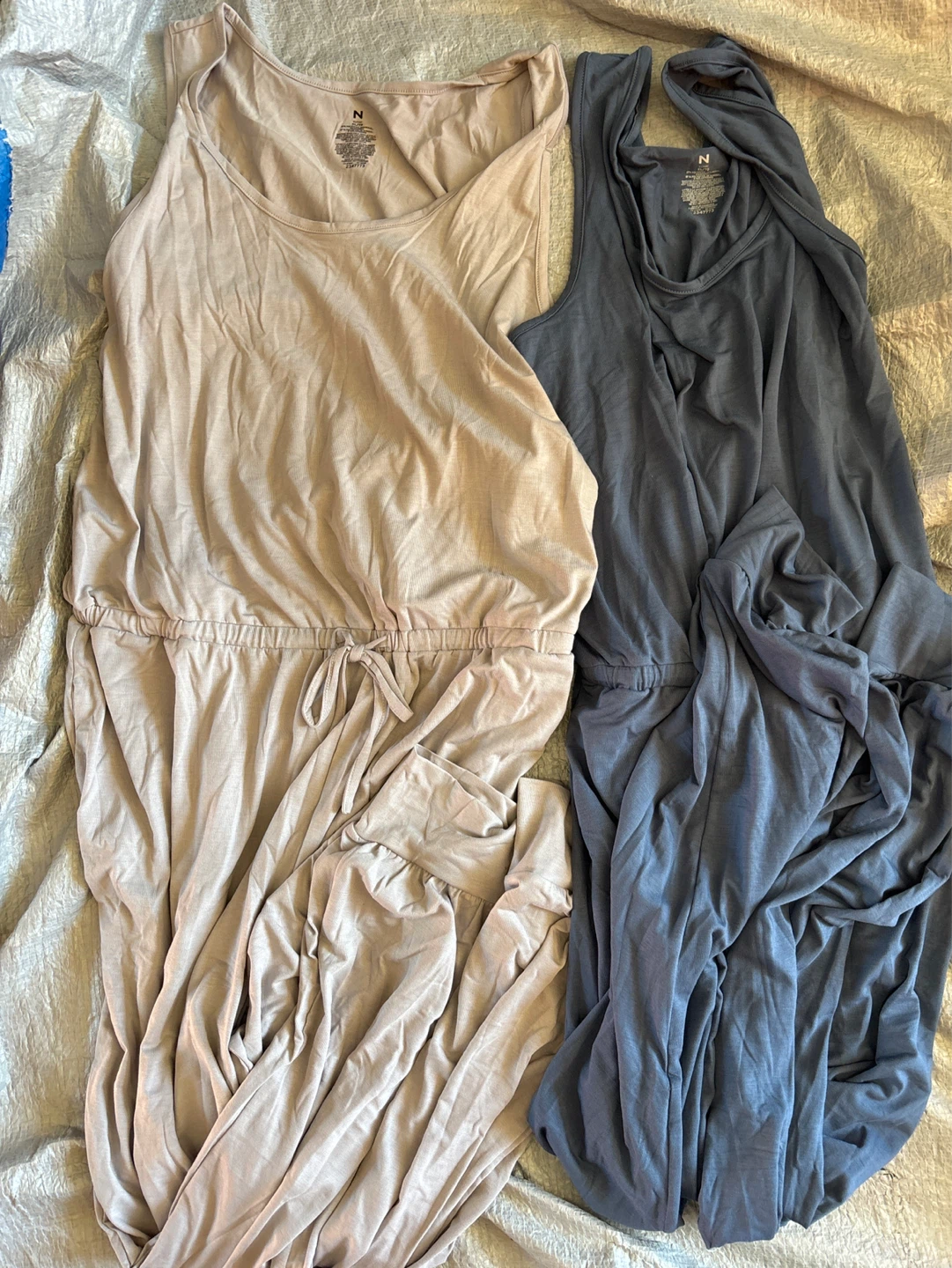 NWOT ladies Natori 2pc jumpsuit - XL/TG - Beige and Blue
