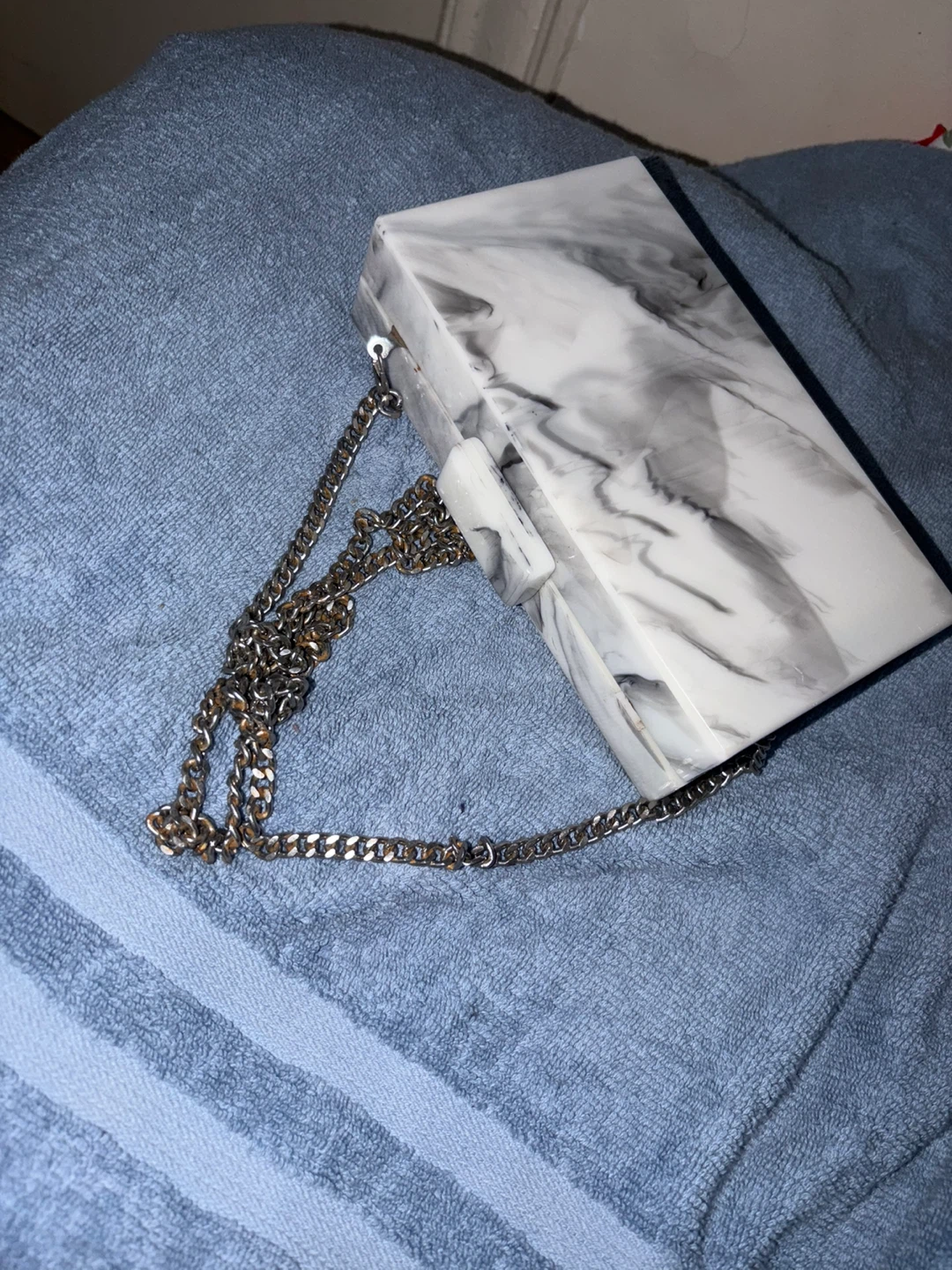 Marble Clutch with Chain Strap