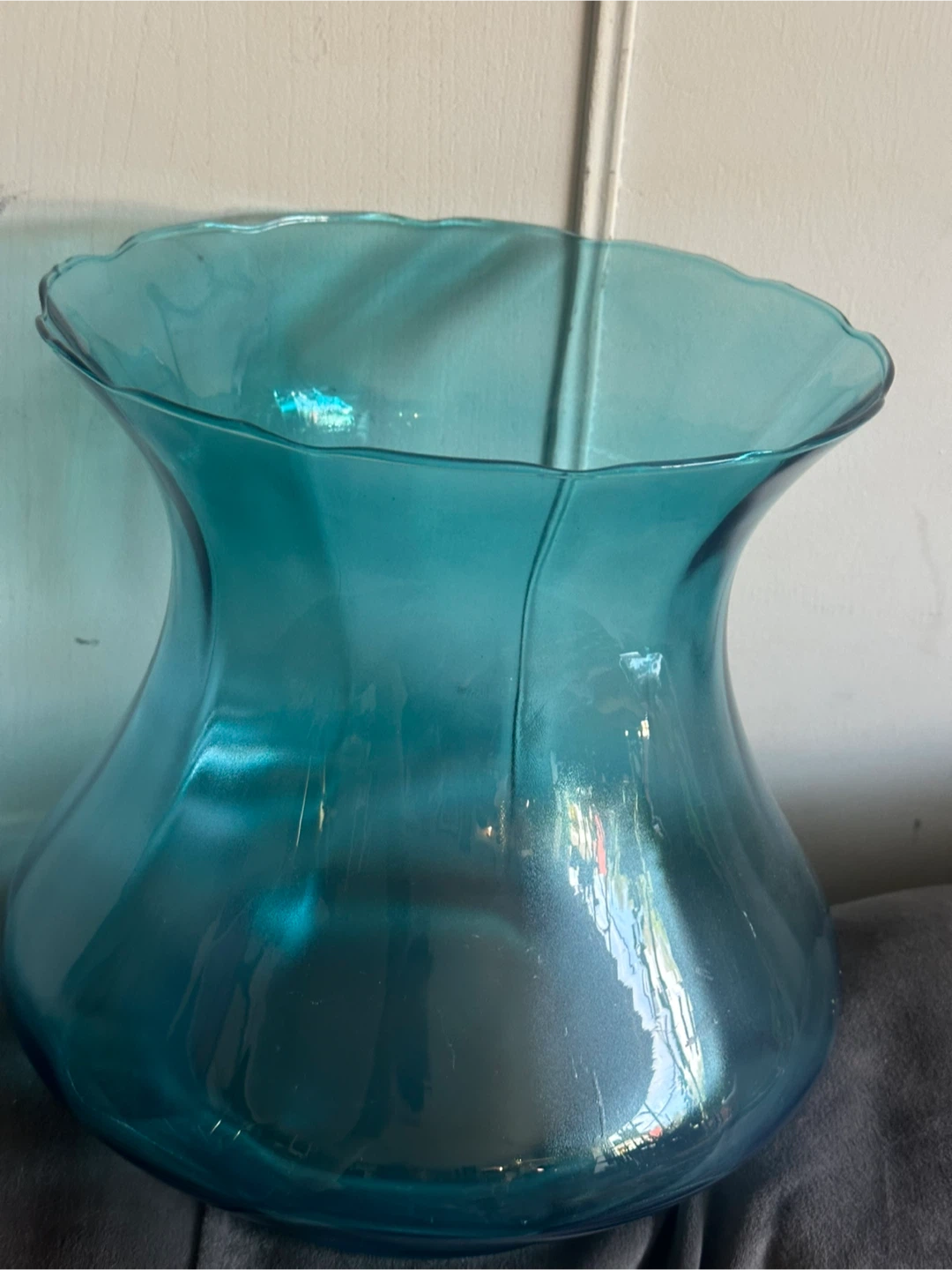 Large blue Mid Century Empoli Glass Vase - photo 3