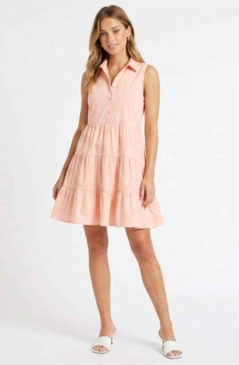 En Saison Coral Tiered Dress XS