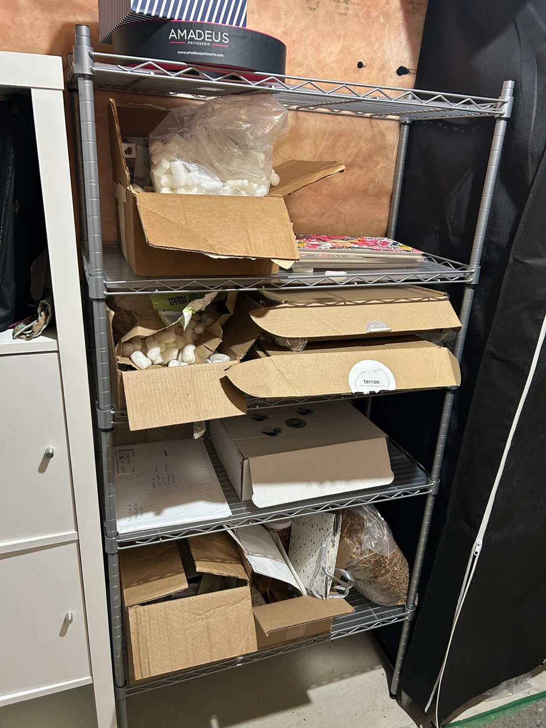 Silver storage shelves