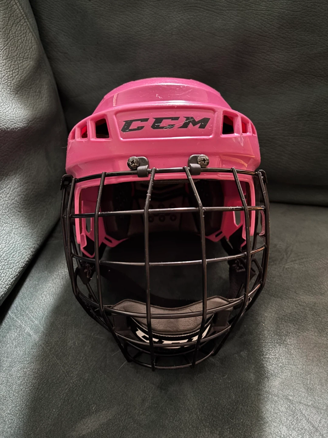 CCM Pink Hockey Helmet with Cage