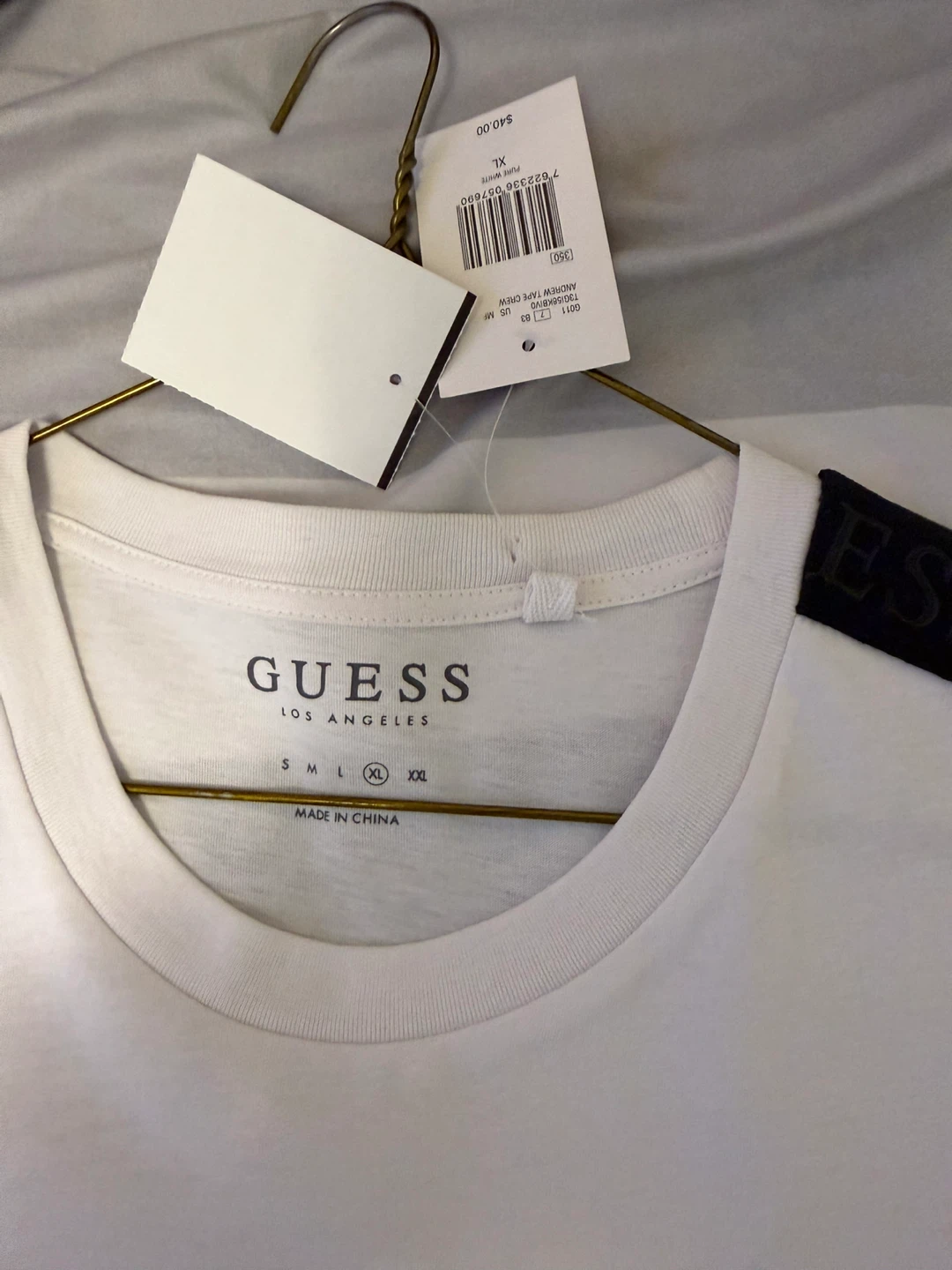 GUESS Men's White Crew Neck T-Shirt - Size XL - photo 3