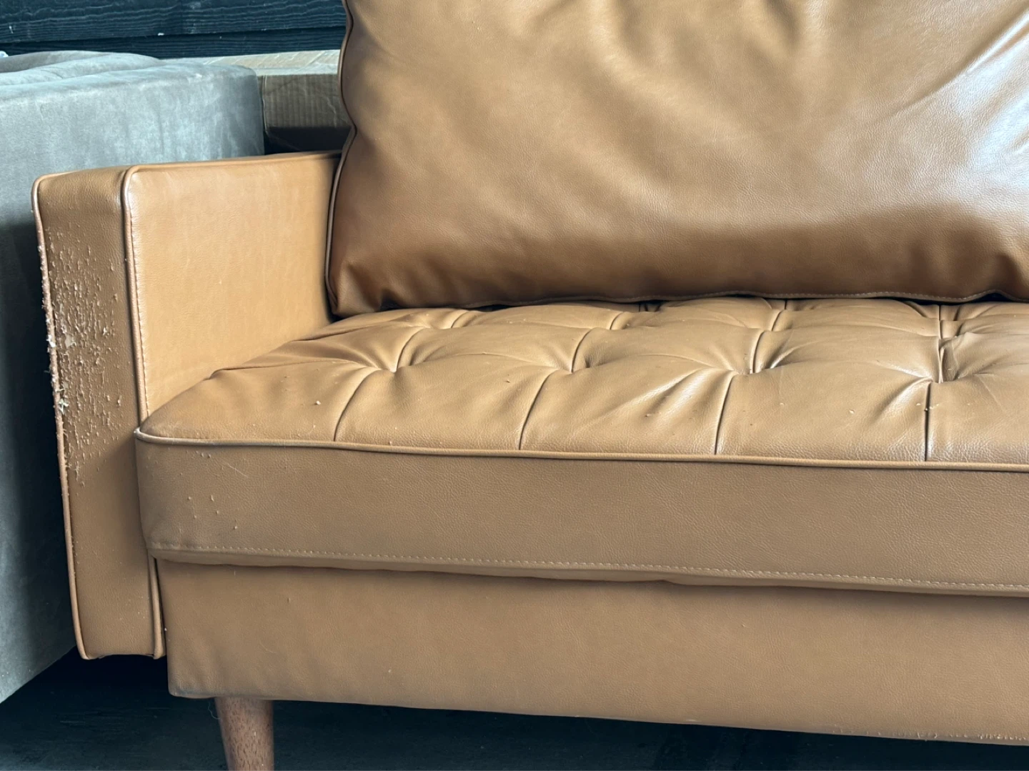 Brown Faux Leather Loveseat Sofa - photo 3