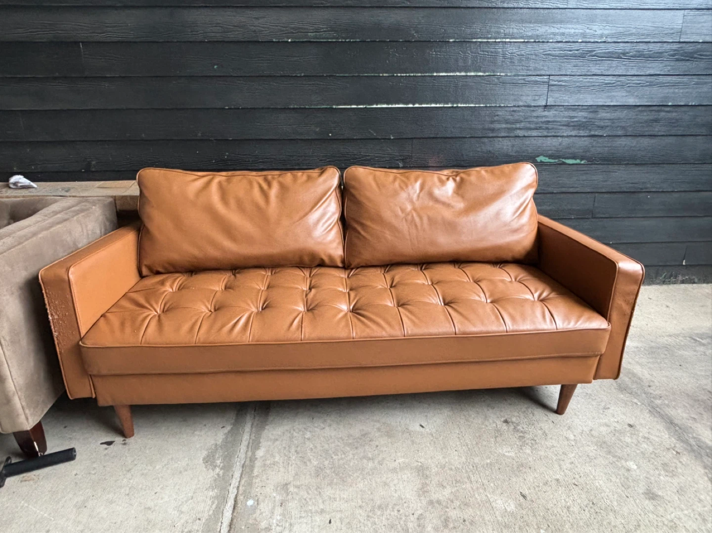 Brown Faux Leather Loveseat Sofa - photo 2