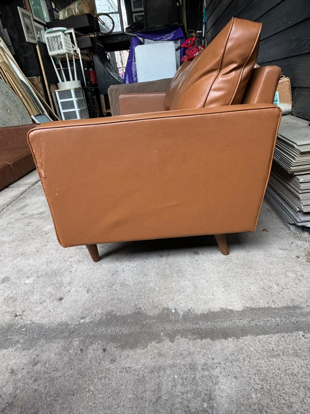 Brown Faux Leather Loveseat Sofa - photo 4