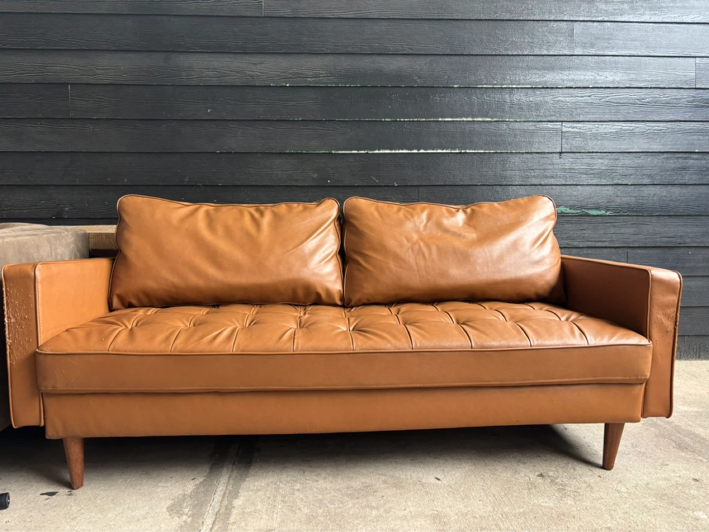 Brown Faux Leather Loveseat Sofa