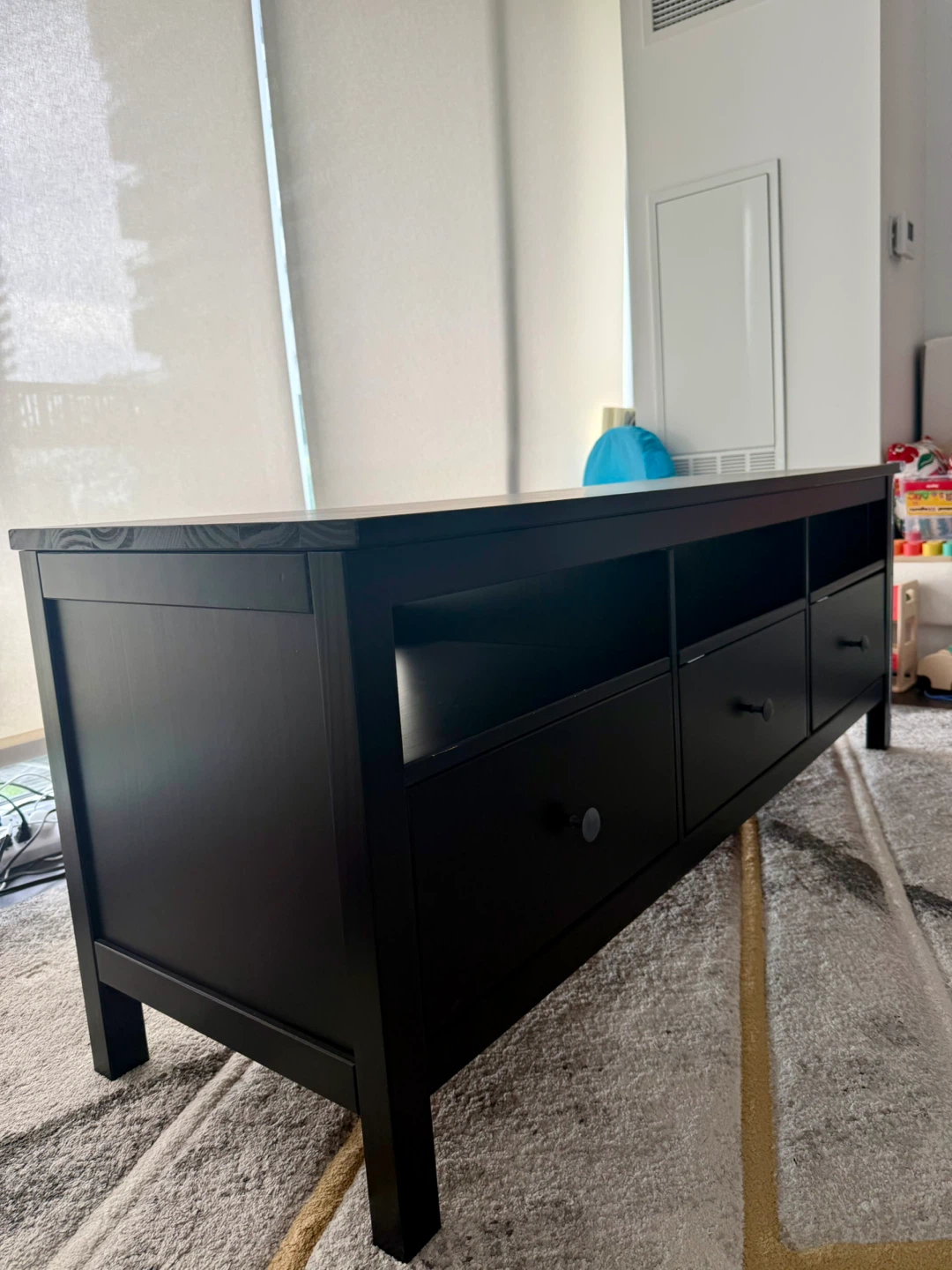 Black TV Stand with 3 Drawers and 3 Shelves - photo 3