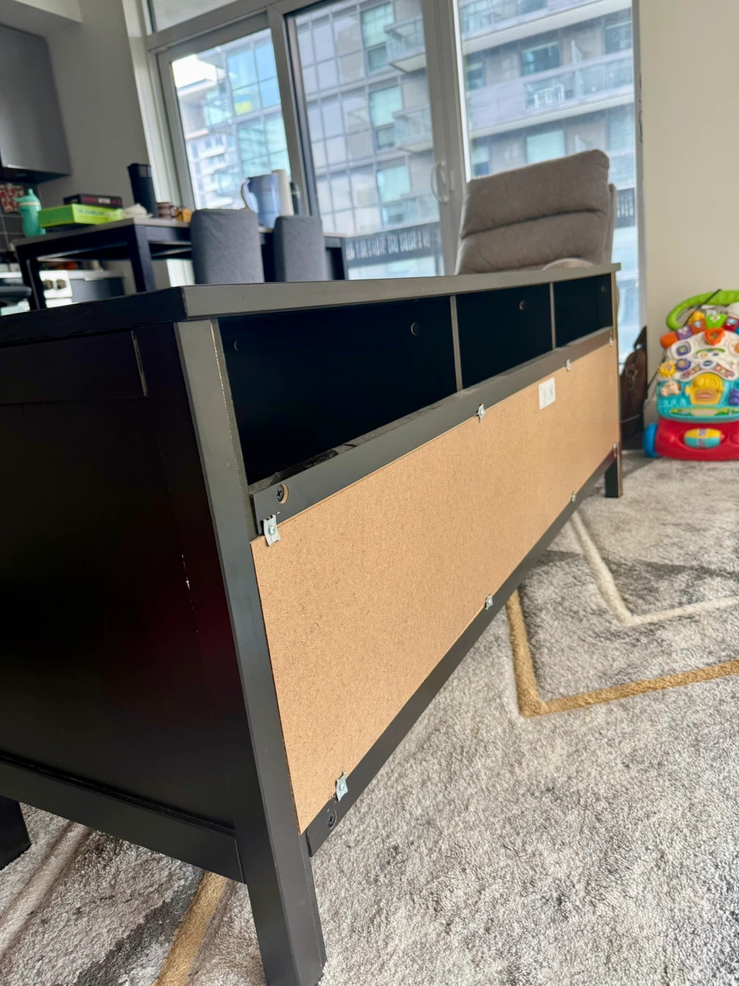 Black TV Stand with 3 Drawers and 3 Shelves - photo 4