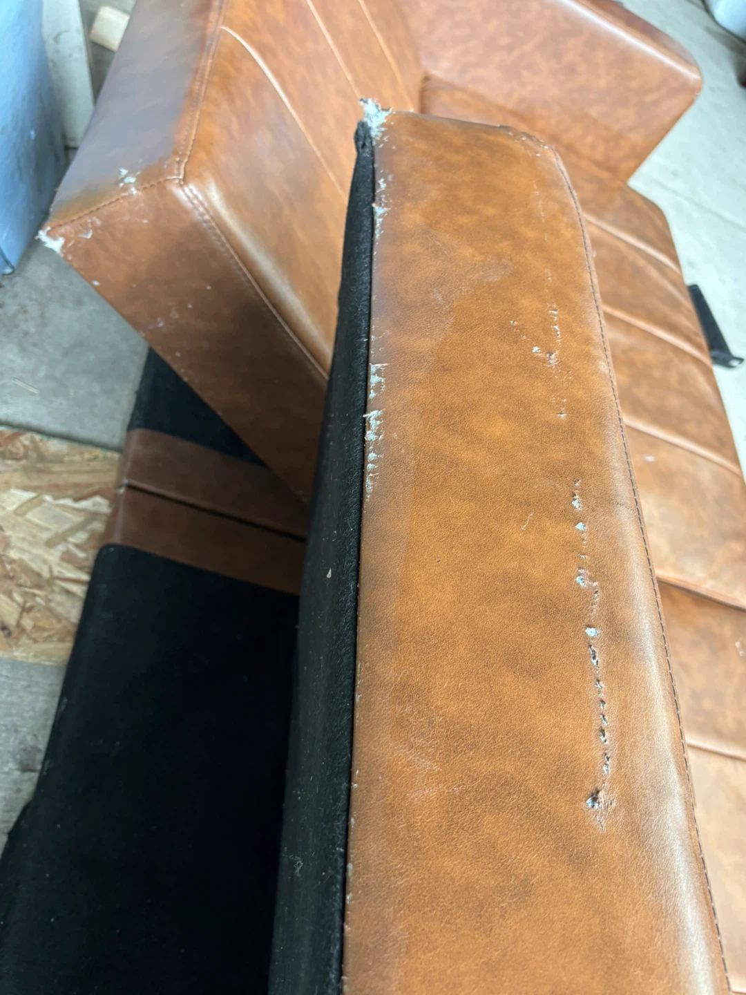 Brown Faux Leather Sofa - photo 4